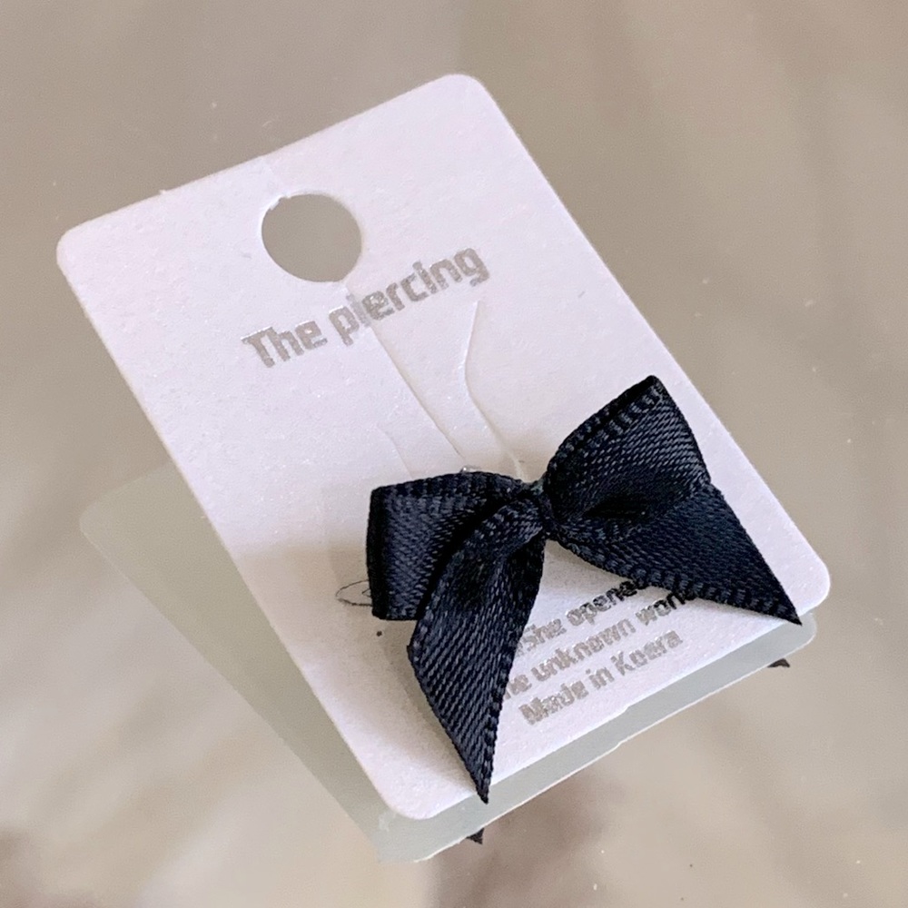 Black Silk Bow Tie Cartilage Piercing Jewelry